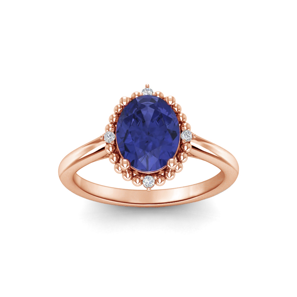 2.50 Ct Oval Birthstone & Diamond Royal Halo Ring