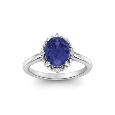 2.50 Ct Oval Tanzanite & Diamond Royal Halo Ring