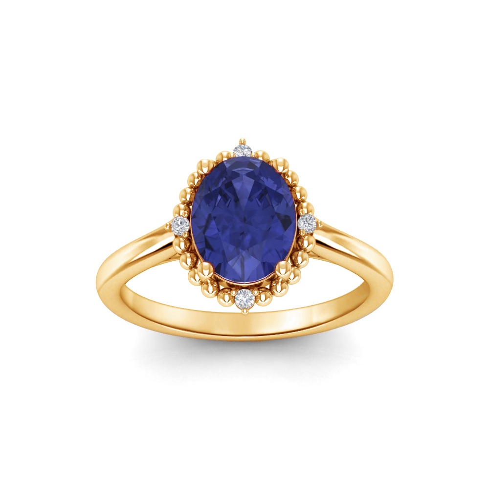 2.50 Ct Oval Birthstone & Diamond Royal Halo Ring