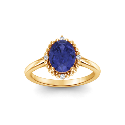 2.50 Ct Oval Birthstone & Diamond Royal Halo Ring