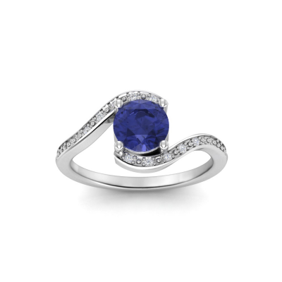 1 Ct Round Tanzanite & Diamond Pavï¿½ Bypass Ring