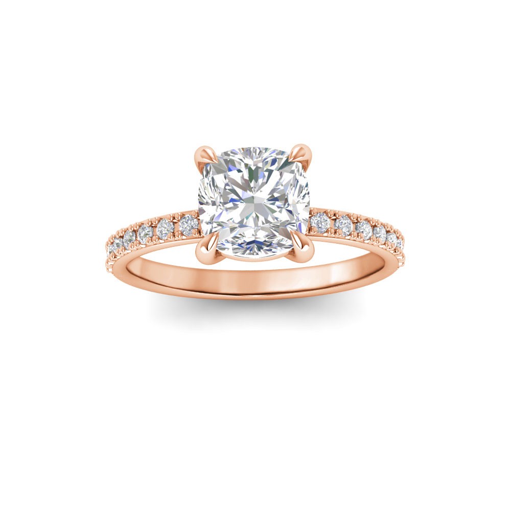 2 Ct Cushion Lab Diamond & .16 Ctw Diamond Whisper Pavé Engagement Ring