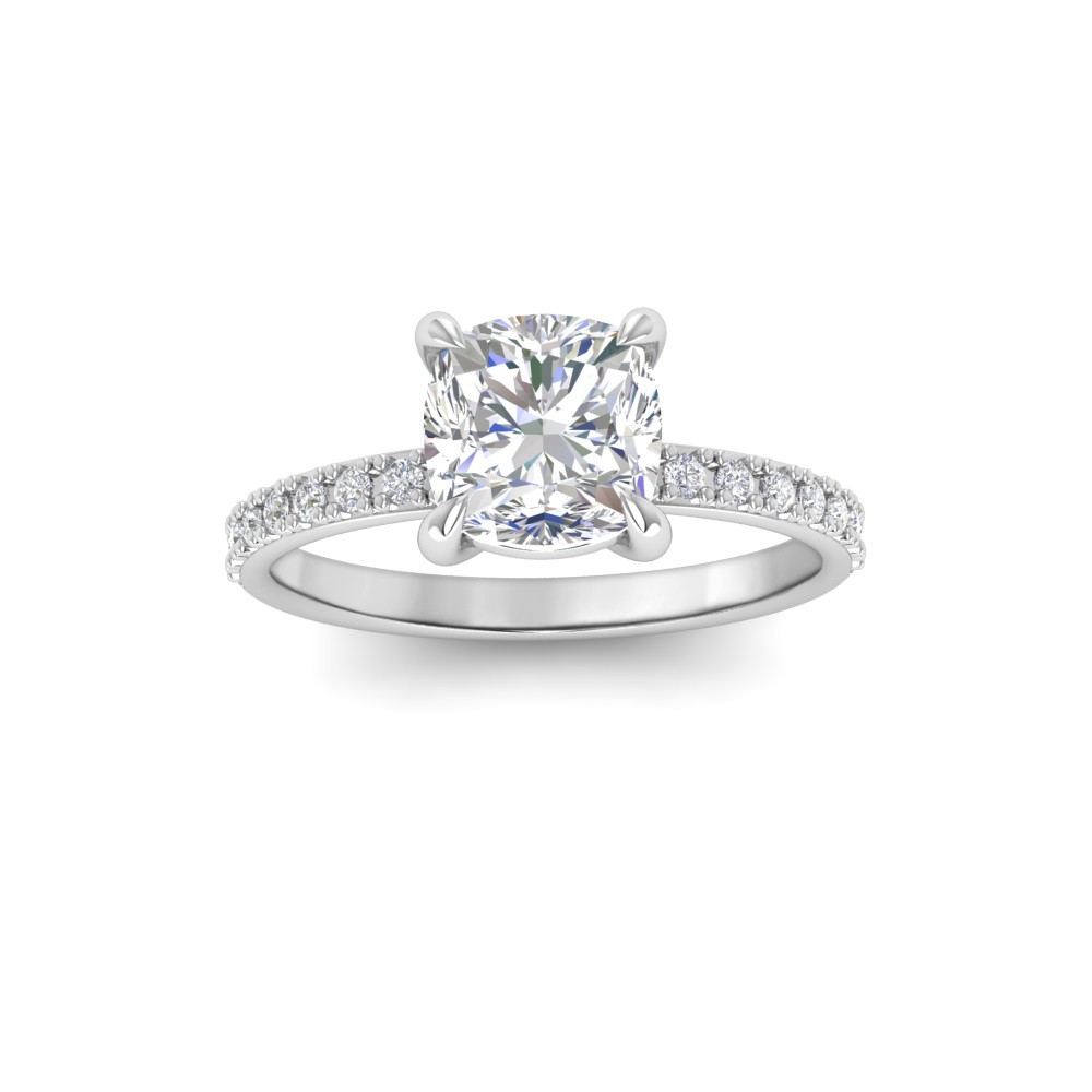 2.5 Ct Cushion Lab Diamond & .16 Ctw Diamond Whisper Pavé Engagement Ring