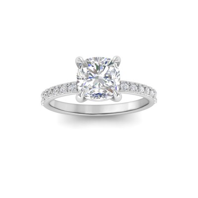 1.16 Ctw Cushion CZ Whisper Pavé Engagement Ring