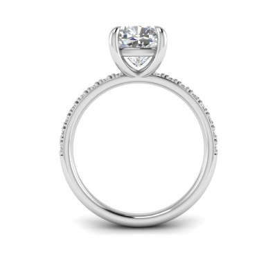 1.16 Ctw Cushion CZ Whisper Pavé Engagement Ring