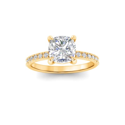 1.5 Ct Cushion Lab Diamond & .16 Ctw Diamond Whisper Pavé Engagement Ring