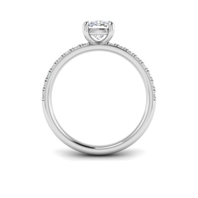 1.16 Ctw Elongated Cushion CZ Whisper Pavé Engagement Ring