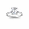 2 Ct Elongated Cushion Lab Diamond & .16 Ctw Diamond Whisper Pavé Engagement Ring