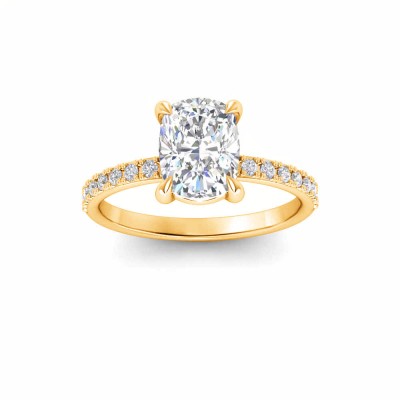 2 Ct Elongated Cushion Lab Diamond & .16 Ctw Diamond Whisper Pavé Engagement Ring