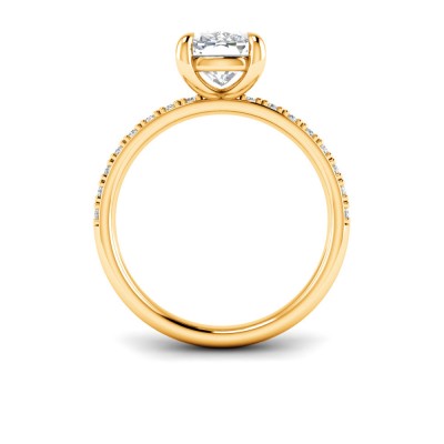 2 Ct Elongated Cushion Lab Diamond & .16 Ctw Diamond Whisper Pavé Engagement Ring
