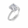 3 Ct Elongated Cushion Colorless Lab Diamond & .16 Ctw Diamond Whisper Pavé Engagement Ring
