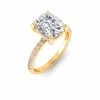 3 Ct Elongated Cushion Lab Diamond & .16 Ctw Diamond Whisper Pavé Engagement Ring