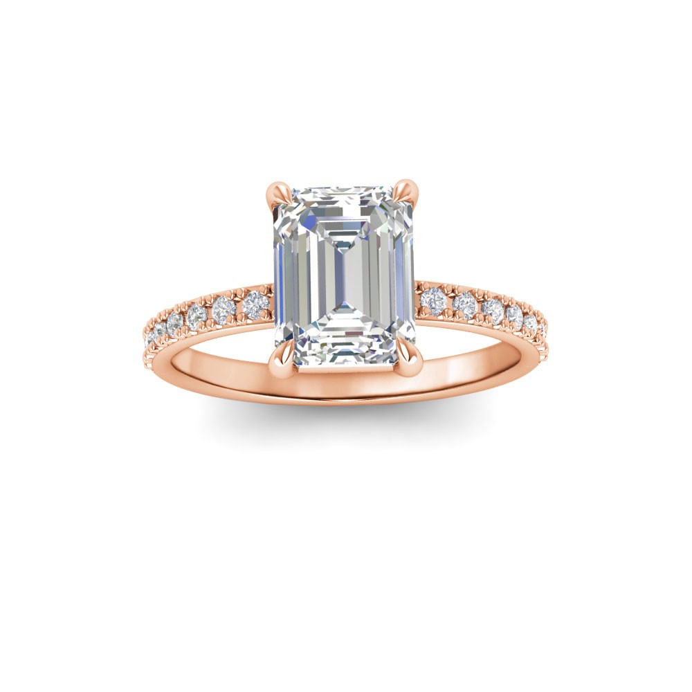 1 Ct Emerald Lab Diamond & .16 Ctw Diamond Whisper Pavé Engagement Ring