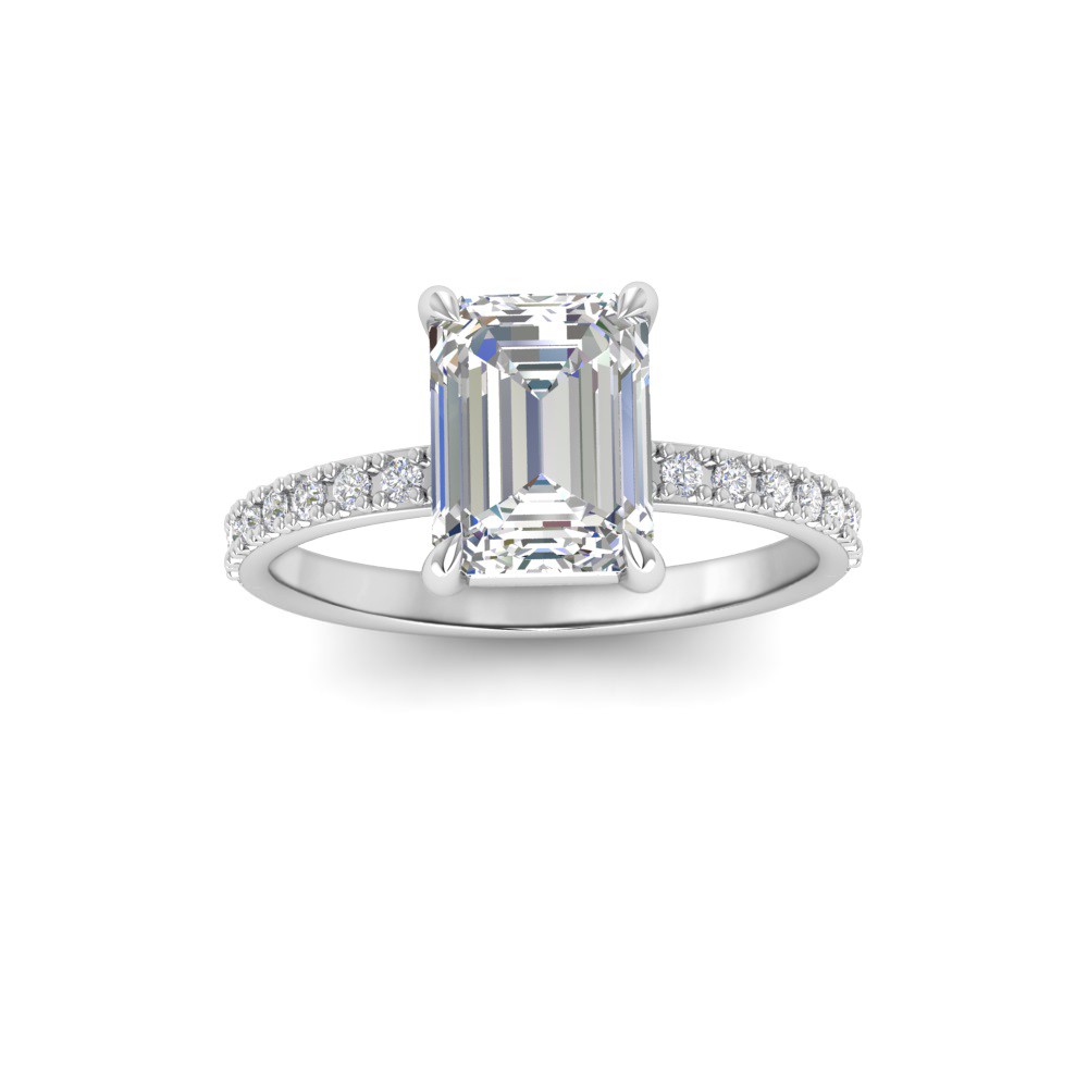 1 Ct Emerald Lab Diamond & .16 Ctw Diamond Whisper Pavé Engagement Ring
