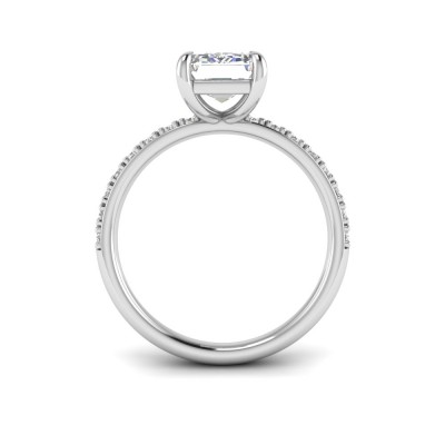1.66 Ctw Emerald Diamond Whisper Pavé Engagement Ring