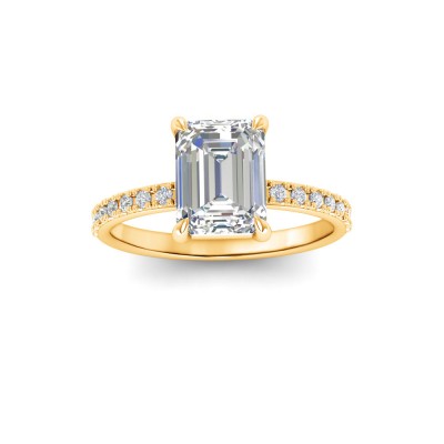 1.5 Ct Emerald Lab Diamond & .16 Ctw Diamond Whisper Pavé Engagement Ring