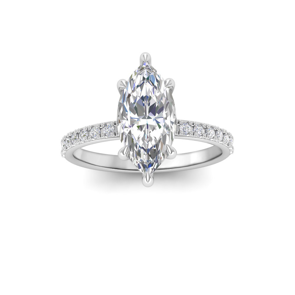 2.5 Ct Marquise Lab Diamond & .16 Ctw Diamond Whisper Pavé Engagement Ring