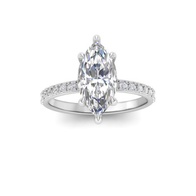 2.16 Ctw Marquise CZ Whisper Pavé Engagement Ring