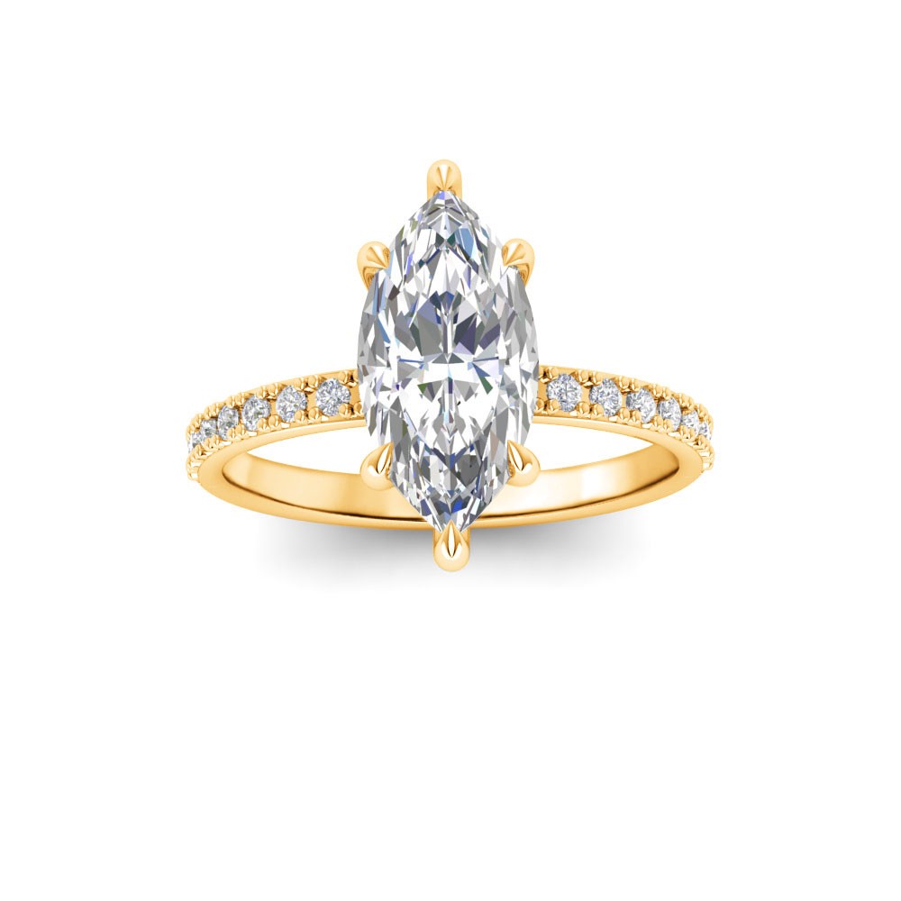 2 Ct Marquise Lab Diamond & .16 Ctw Diamond Whisper Pavé Engagement Ring