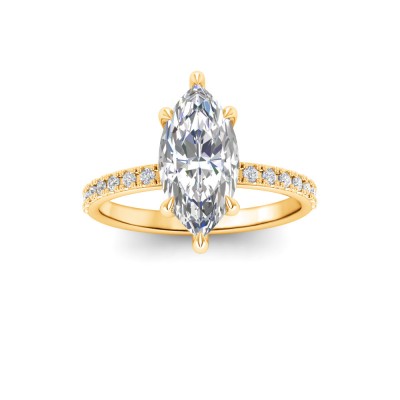 2 Ct Marquise Lab Diamond & .16 Ctw Diamond Whisper Pavé Engagement Ring