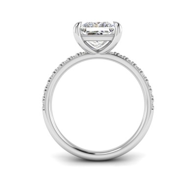 1.16 Ctw Princess Diamond Whisper Pavé Engagement Ring