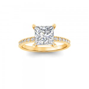 2 Ct Princess Lab Diamond & .16 Ctw Diamond Whisper Pavé Engagement Ring