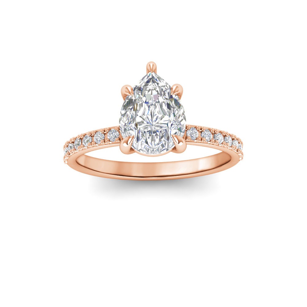 1.5 Ct Pear Lab Diamond & .16 Ctw Diamond Whisper Pavé Engagement Ring