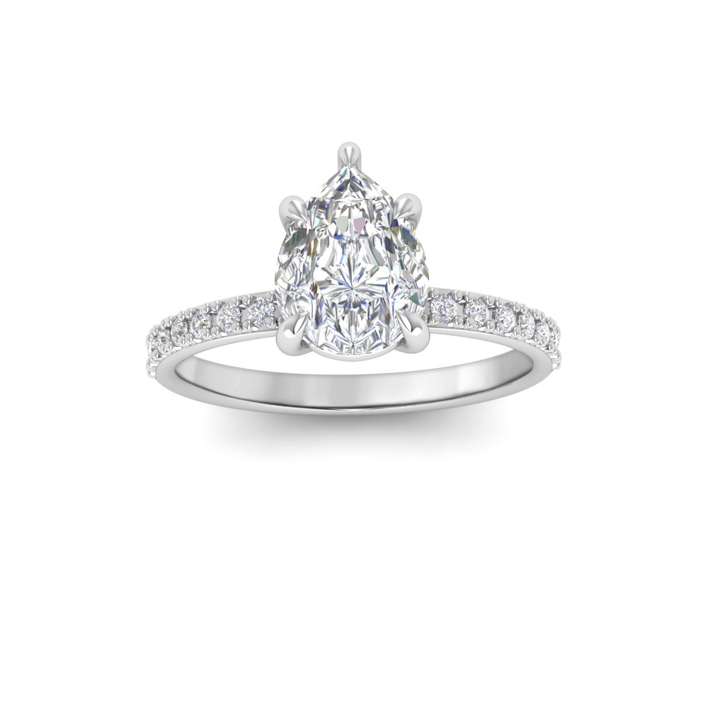 1.66 Ctw Pear Diamond Whisper Pavé Engagement Ring