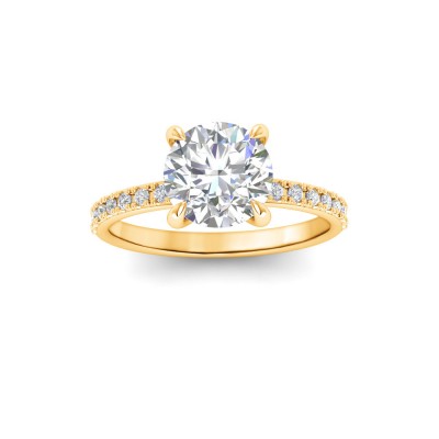 1.5 Ct Round Lab Diamond & .16 Ctw Diamond Whisper Pavé Engagement Ring