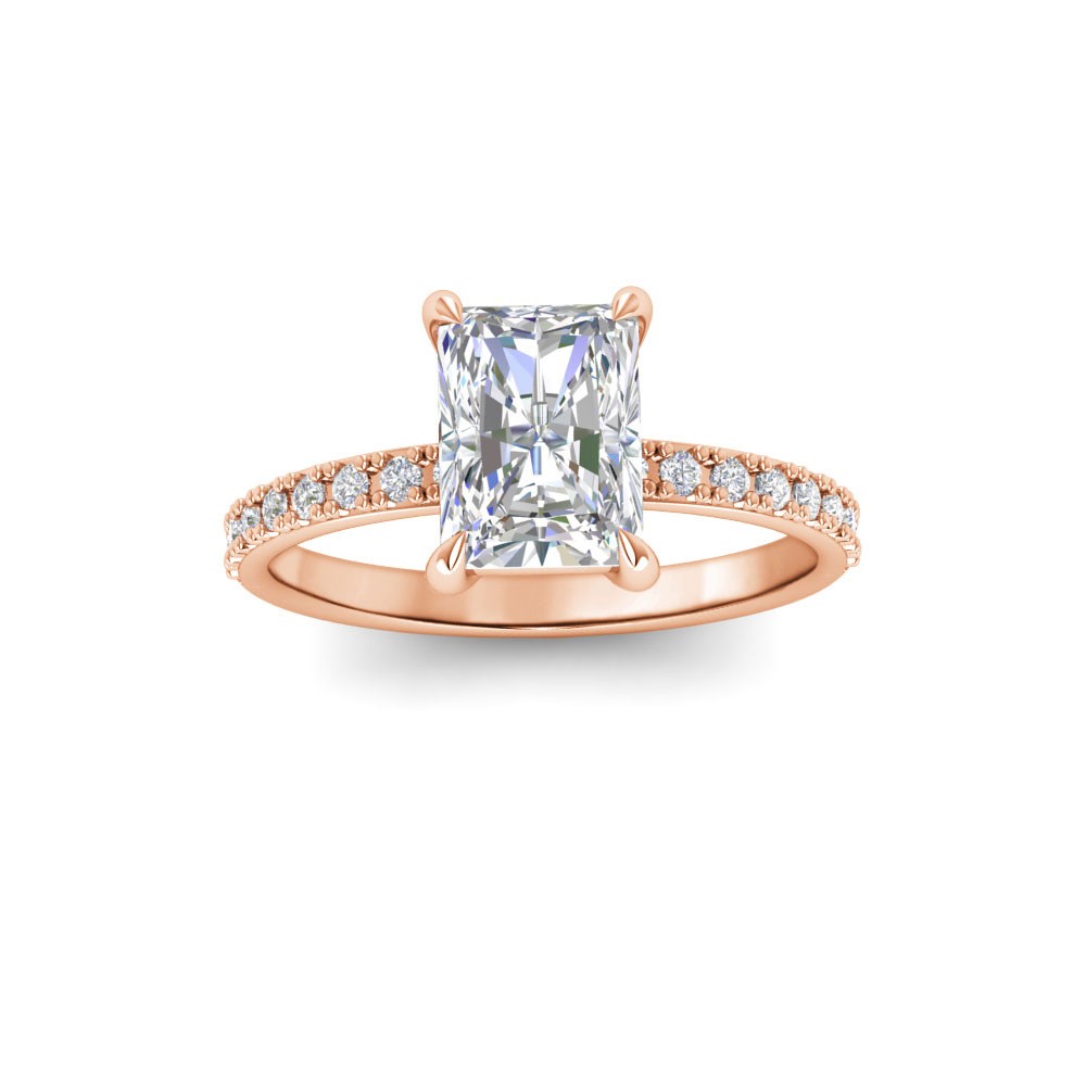 2 Ct Radiant Lab Diamond & .16 Ctw Diamond Whisper Pavé Engagement Ring