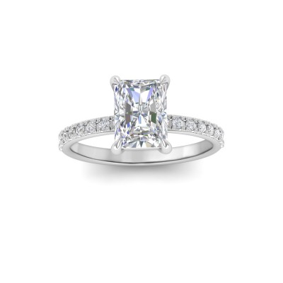 1.16 Ctw Radiant CZ Whisper Pavé Engagement Ring