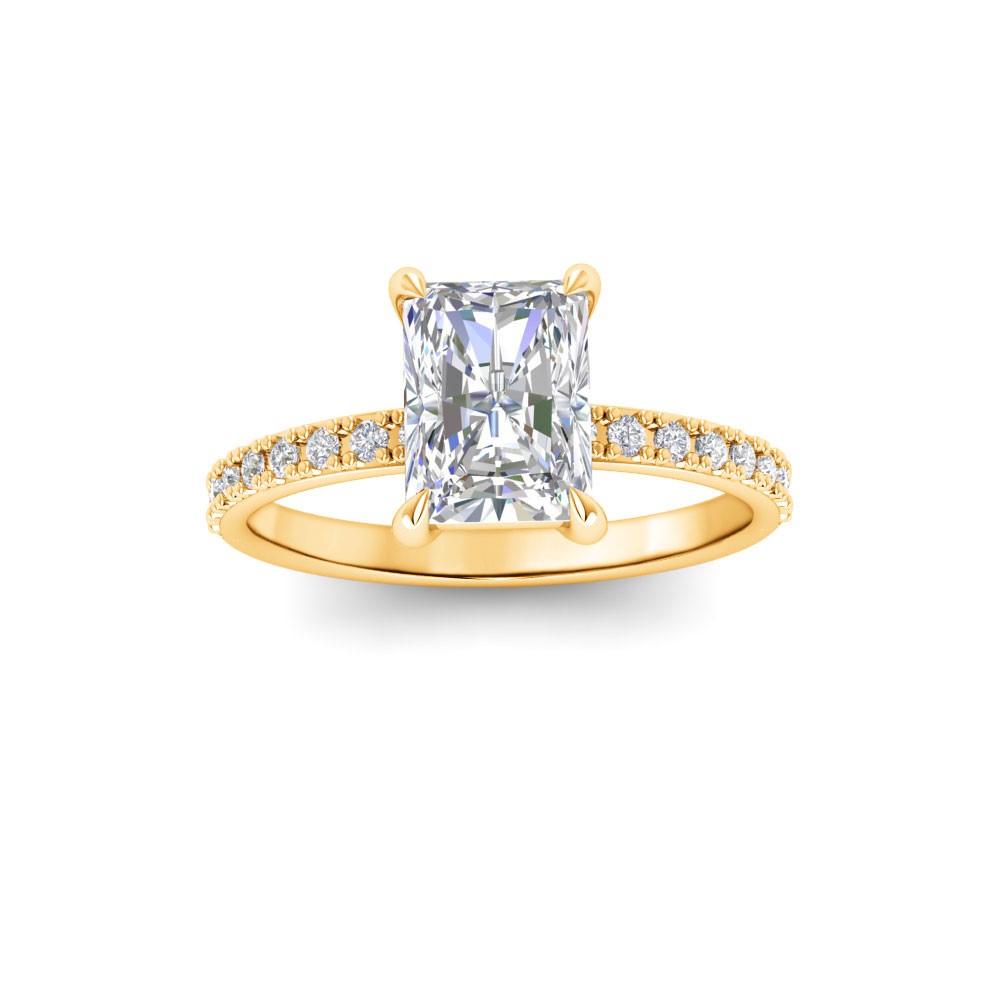 1.5 Ct Radiant Moissanite & .16 Ctw Diamond Whisper Pavé Engagement Ring