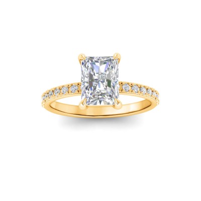 1.5 Ct Radiant Lab Diamond & .16 Ctw Diamond Whisper Pavé Engagement Ring