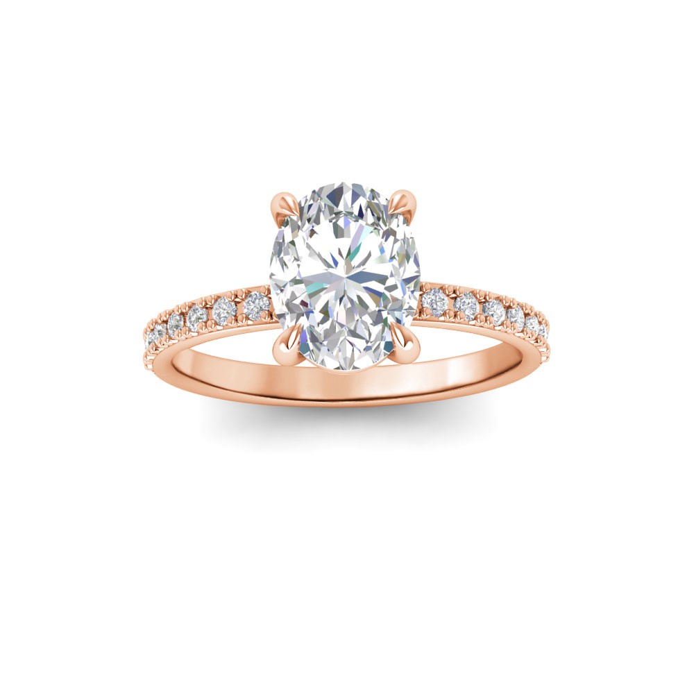1.5 Ct Oval Lab Diamond & .16 Ctw Diamond Whisper Pavé Engagement Ring