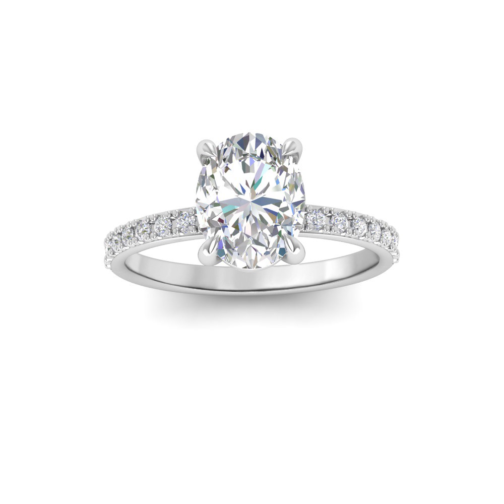 5 Ct Oval Lab Diamond & .16 Ctw Whisper Pavé Engagement Ring