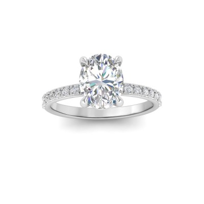 1.16 Ctw Oval CZ Whisper Pavé Engagement Ring