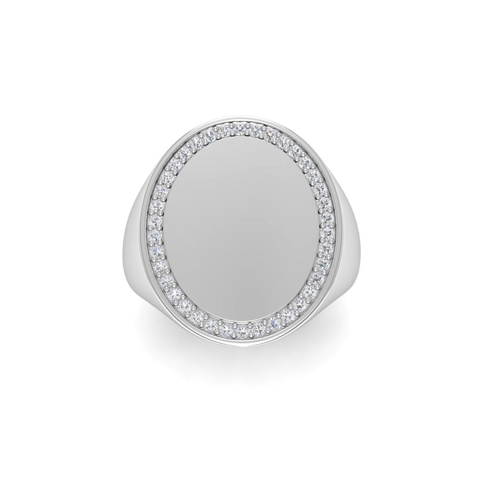 Diamond Signet Ring with Dainty Frame
