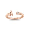 Birthstone Initial Open Ring A