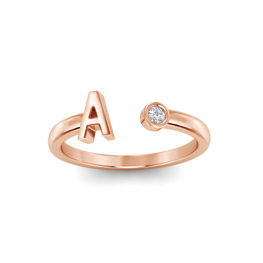 Birthstone Initial Open Ring A