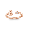 Birthstone Initial Open Ring B