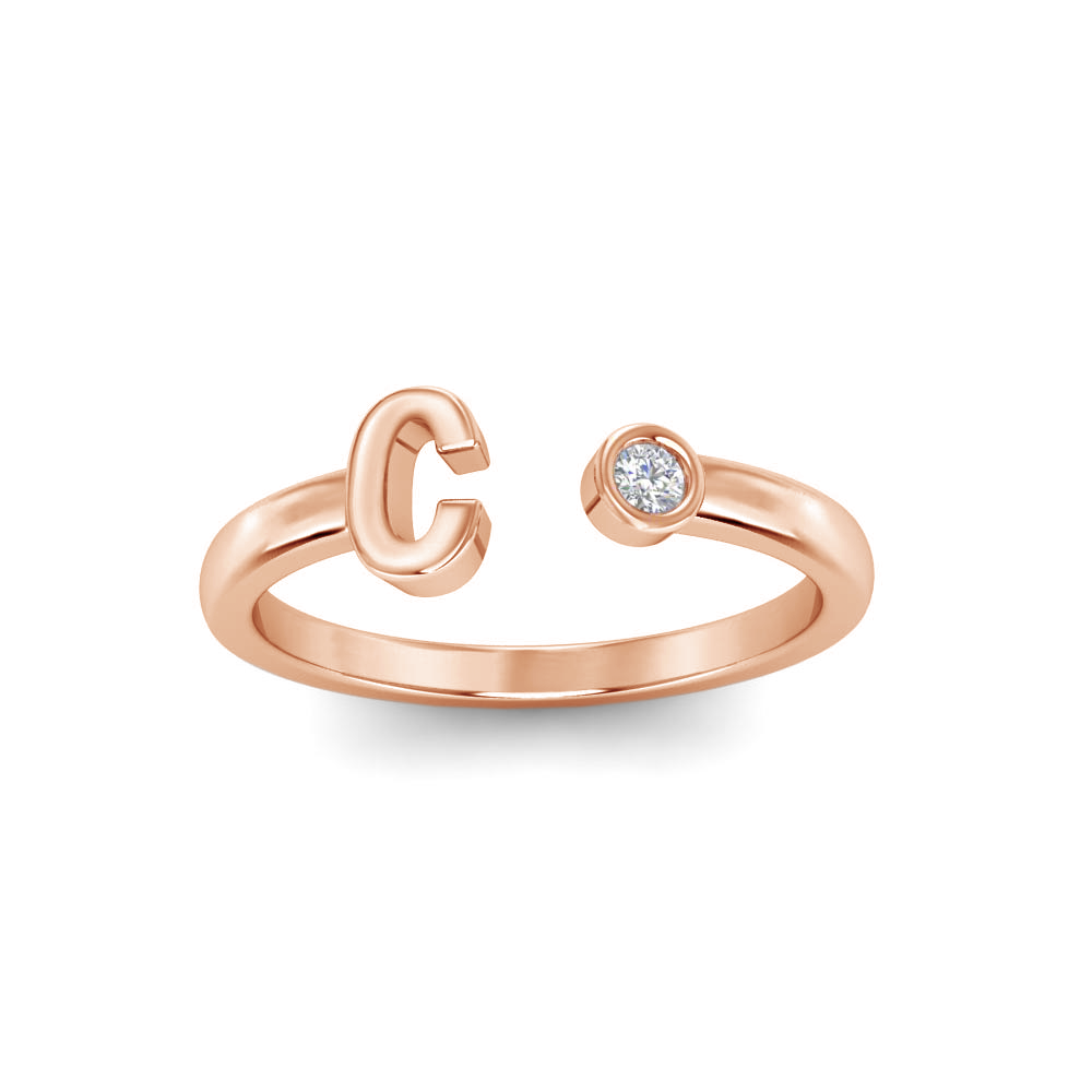 Birthstone Initial Open Ring C