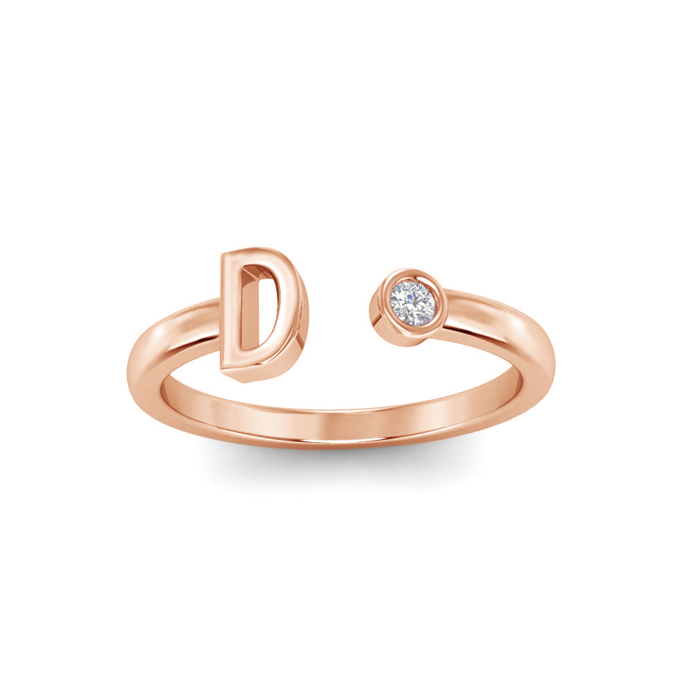 Birthstone Initial Open Ring D