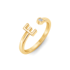 Birthstone Initial Open Ring E