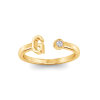 Birthstone Initial Open Ring G