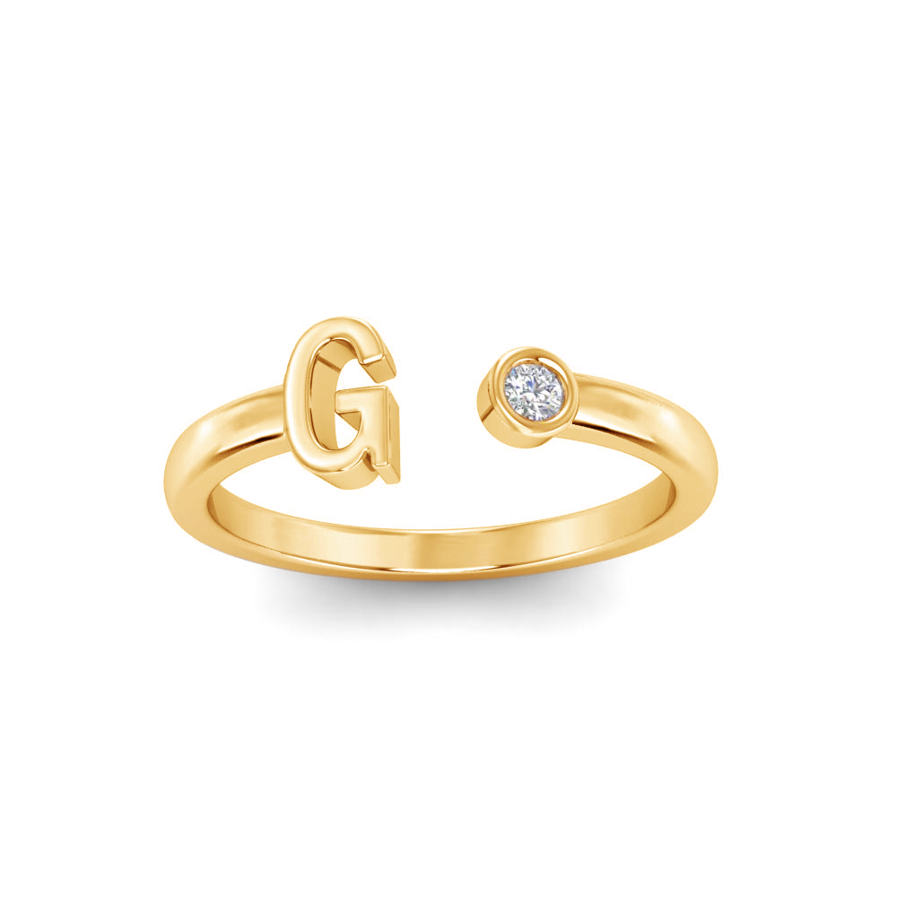 Birthstone Initial Open Ring G