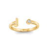 Birthstone Initial Open Ring J