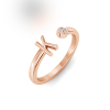 Birthstone Initial Open Ring K