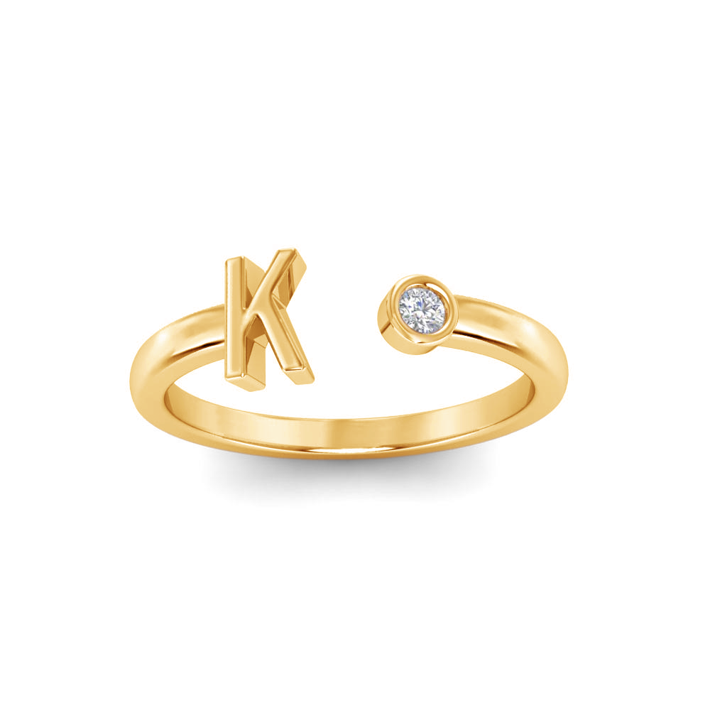 Birthstone Initial Open Ring K