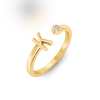 Birthstone Initial Open Ring K