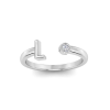 Birthstone Initial Open Ring L